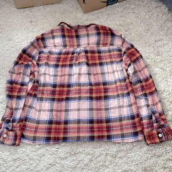 Old Navy Cropped Boyfriend Plaid Flannel Shirt, size M - Picture 5 of 5